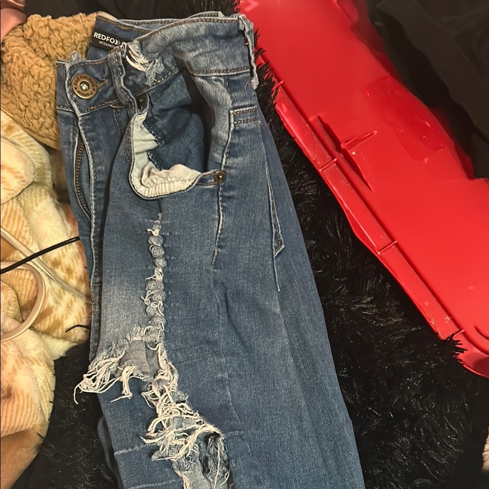 Trendy Blue Distressed Skinny Jeans
